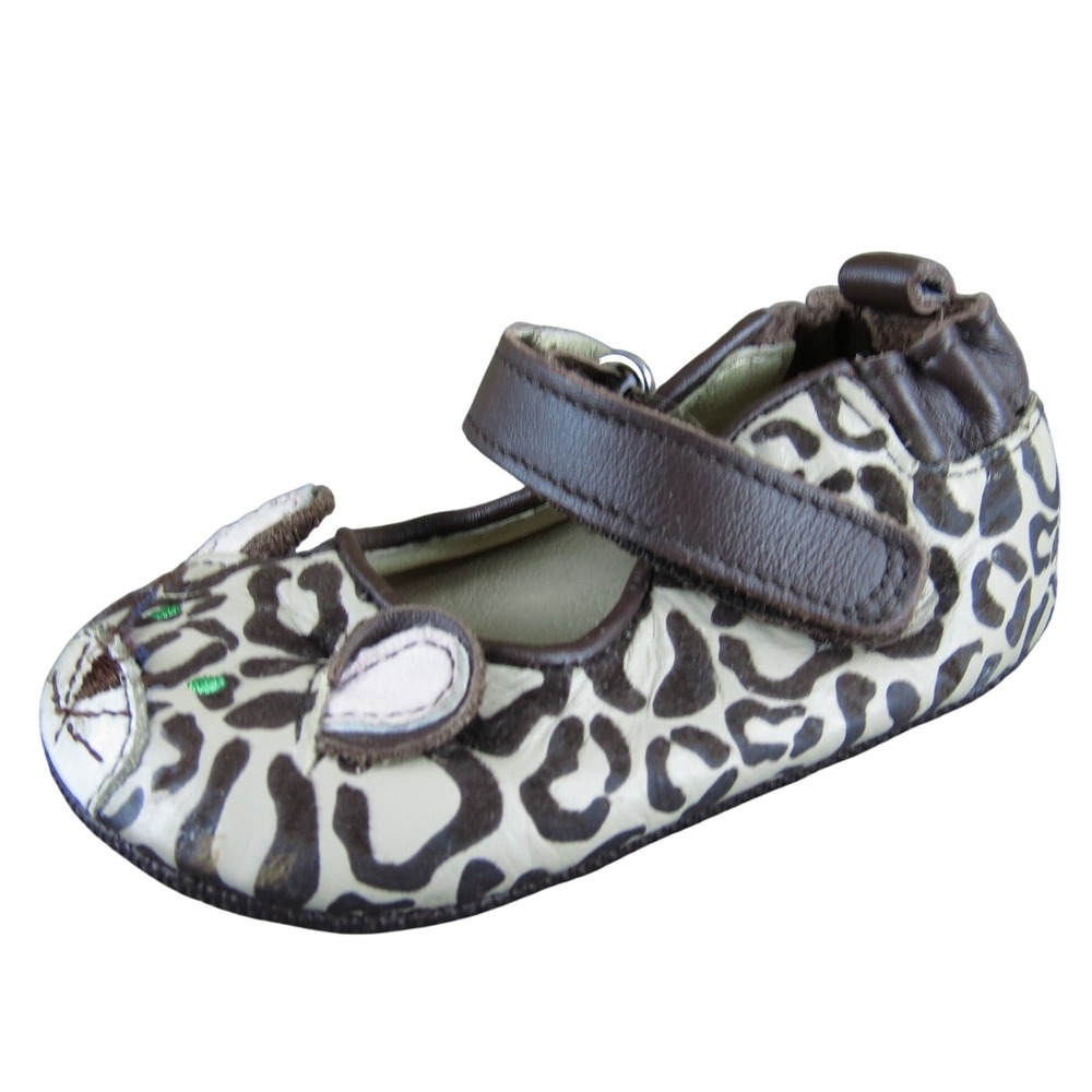 Robeez Crib Shoes Toddler Leopard Print Leather‎ Size 2 Cute Soft Sole